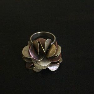 Multi Color Silver Ring